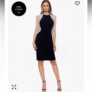 Xscape Black and Cream Midi Dress